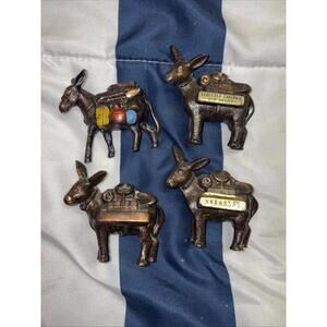 Vintage Metal Donkey/Mule  Souvenir Set Of 4